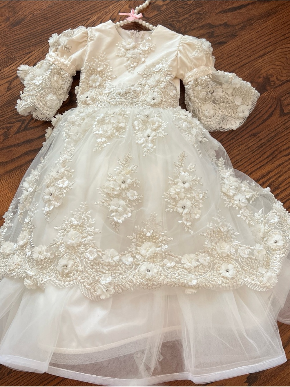 Ivory Kristine Helene  flower girl Dress made for a slim 5 year old
